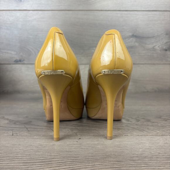 Christian Dior Beige Leather Peep Toe Stiletto Pump High Heels Women's 8 / 38.5 - Picture 5 of 11